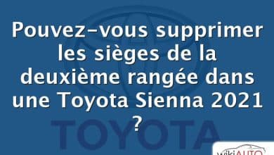 Pouvez-vous supprimer les sièges de la deuxième rangée dans une Toyota Sienna 2021 ?